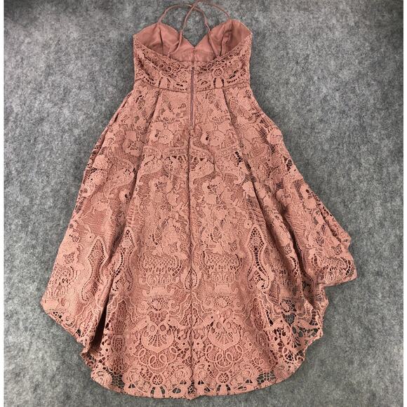 Two Sisters Dress Size 8 Blush Pink Floral Lace Overlay High-Low Sweetheart Neck - Picture 2 of 16